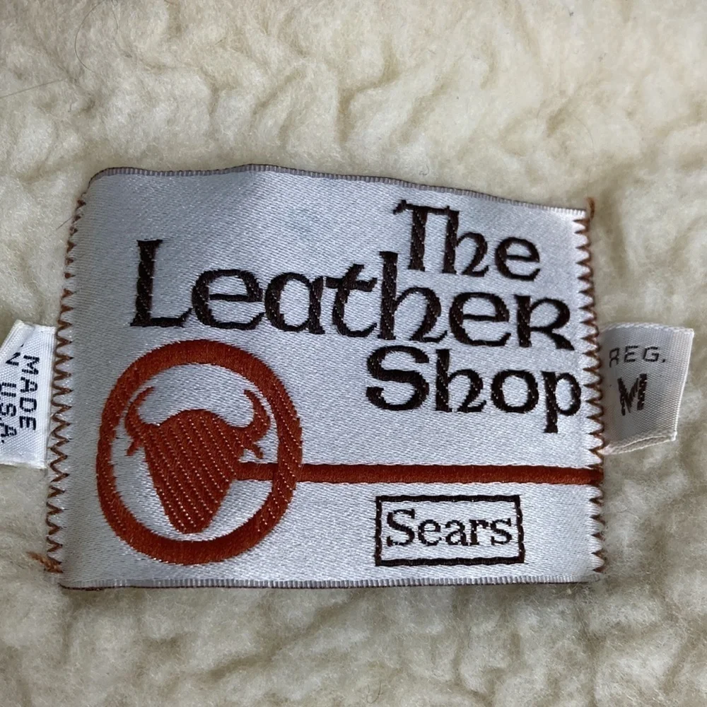 Vintage The Leather Shop Sears Suede Vest Faux Shearling Lining M Western Rodeo